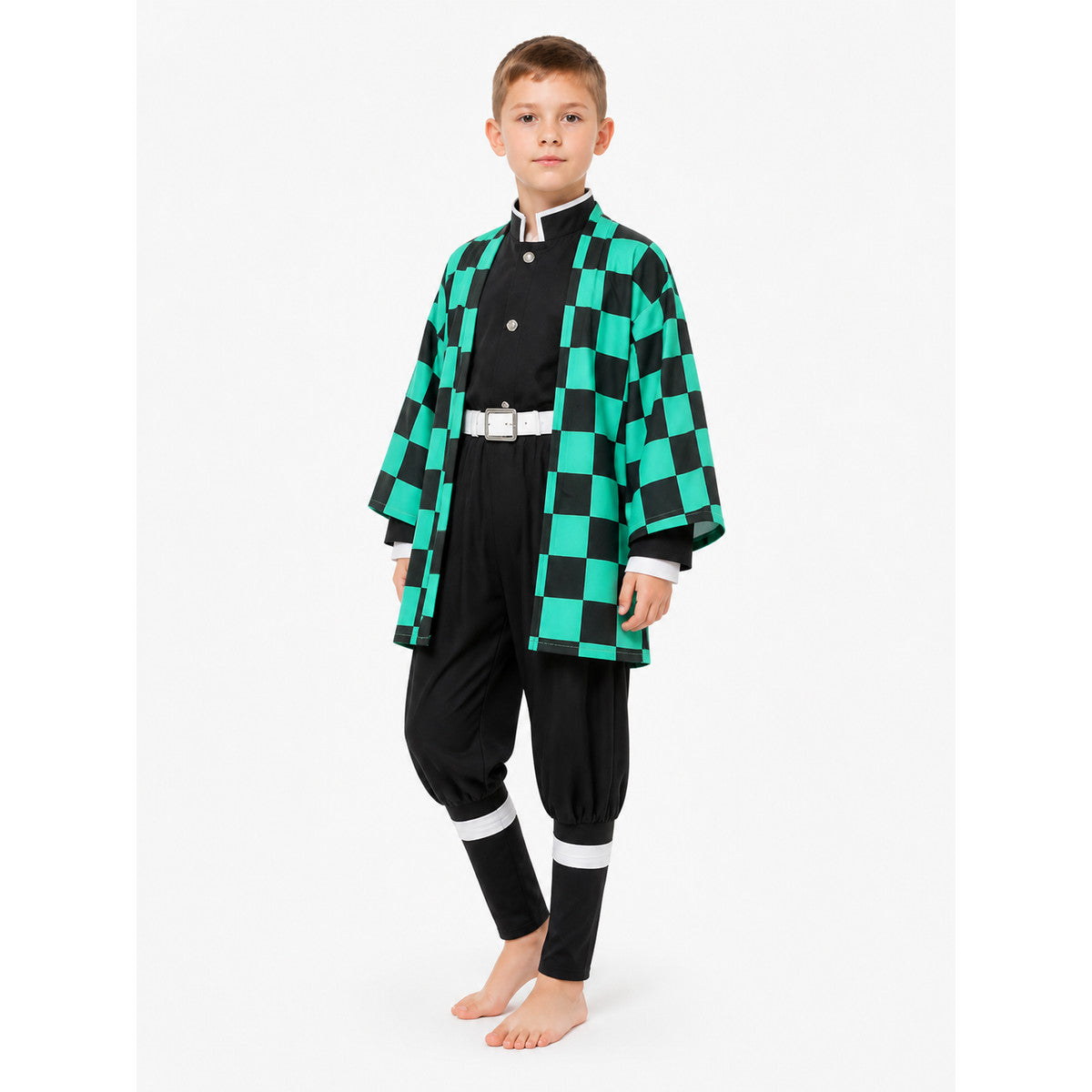 Tanjiro Cosplay Costume with Checkered Haori Costumes detail