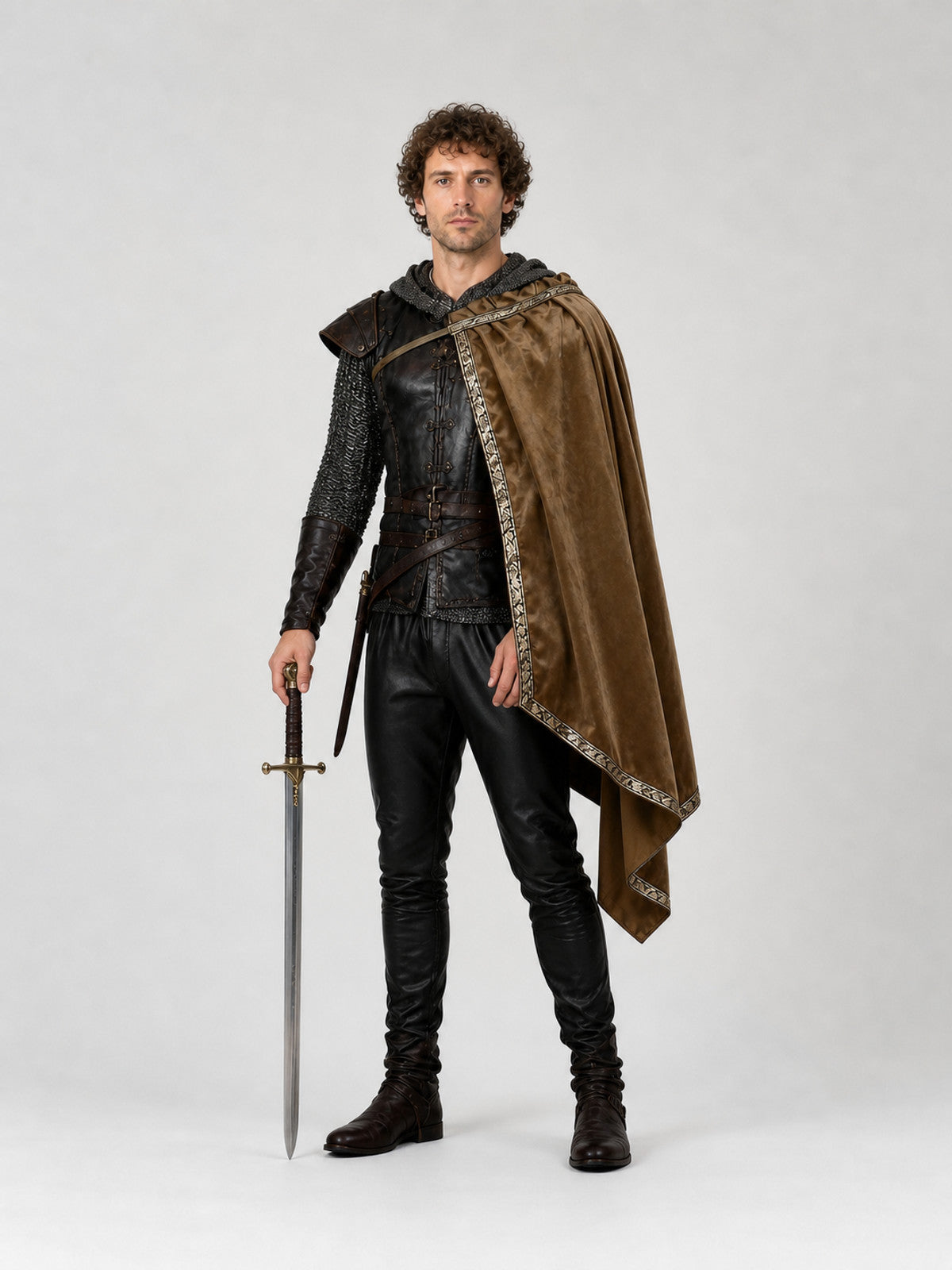 Medieval Costume with Cape and Armor Costume Capes detail