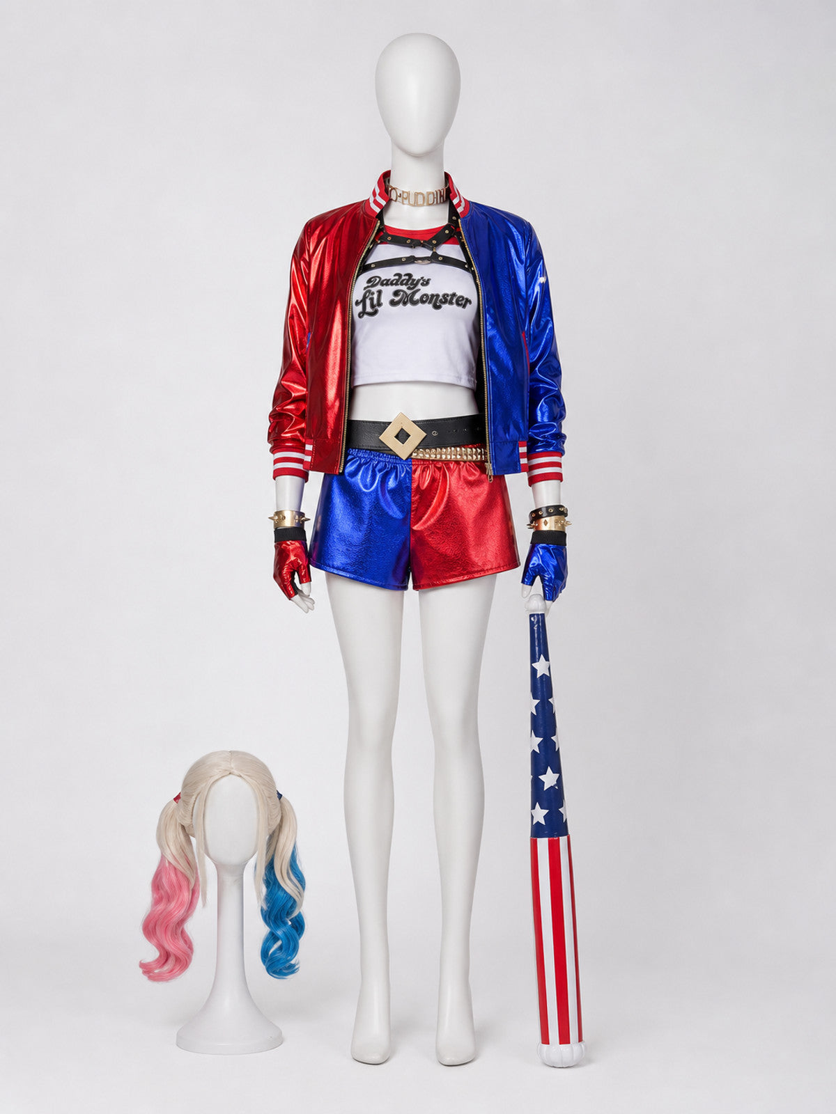 Harley Quinn Cosplay Costume Set with Wig Costume Wigs detail