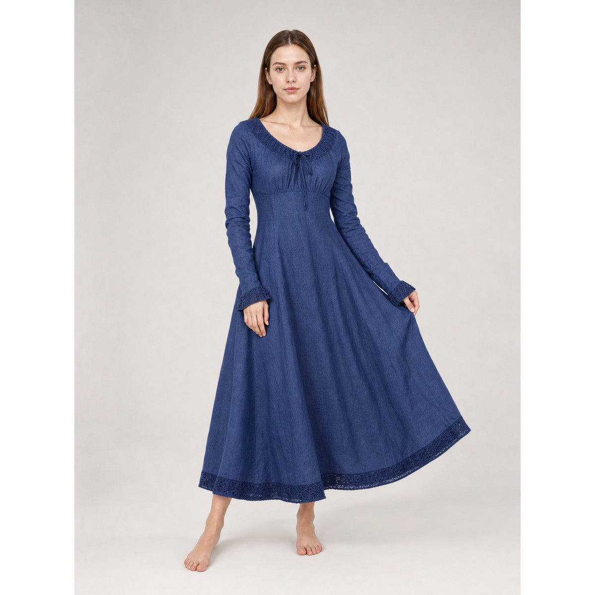Vintage Long-Sleeve Maxi Dress
