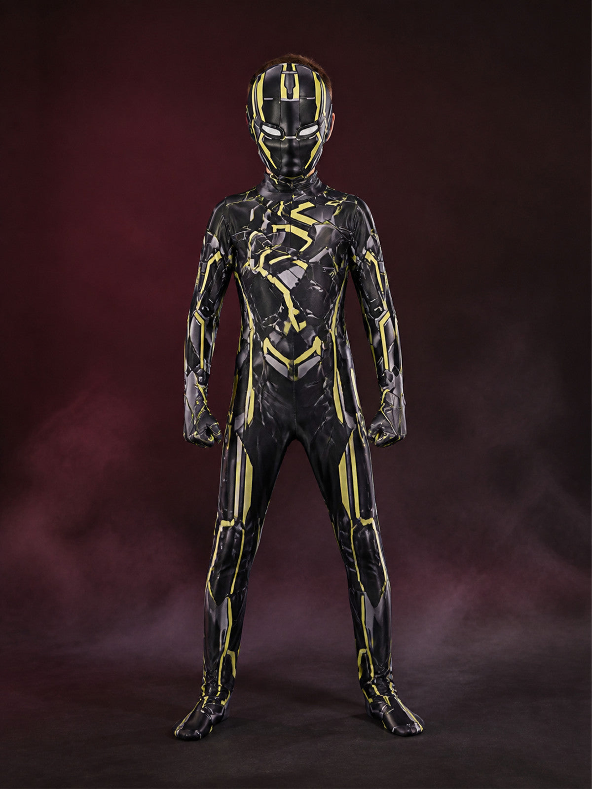 Kids' Black Iron Man Light-Up Full-Body Jumpsuit Costume