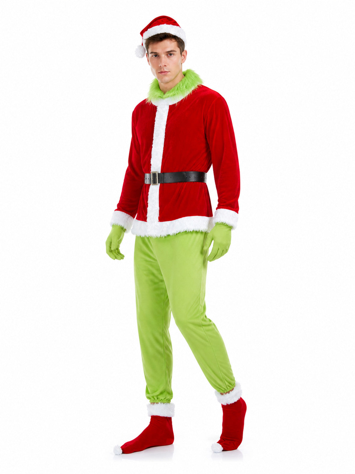 Grinch Costume with Mask and Hat