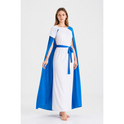 Pharaoh Costume with White Turban and Blue Cape Costume Capes detail