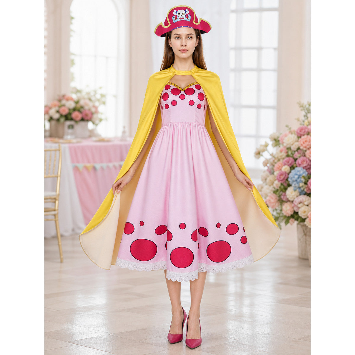 Charlotte Linlin Cosplay Costume: Dress, Cloak, and Hat