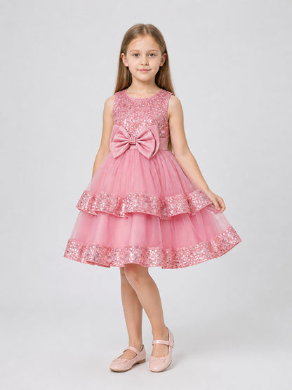 Sequined Princess Dress with Bow, Tulle Skirt Costume Dresses detail