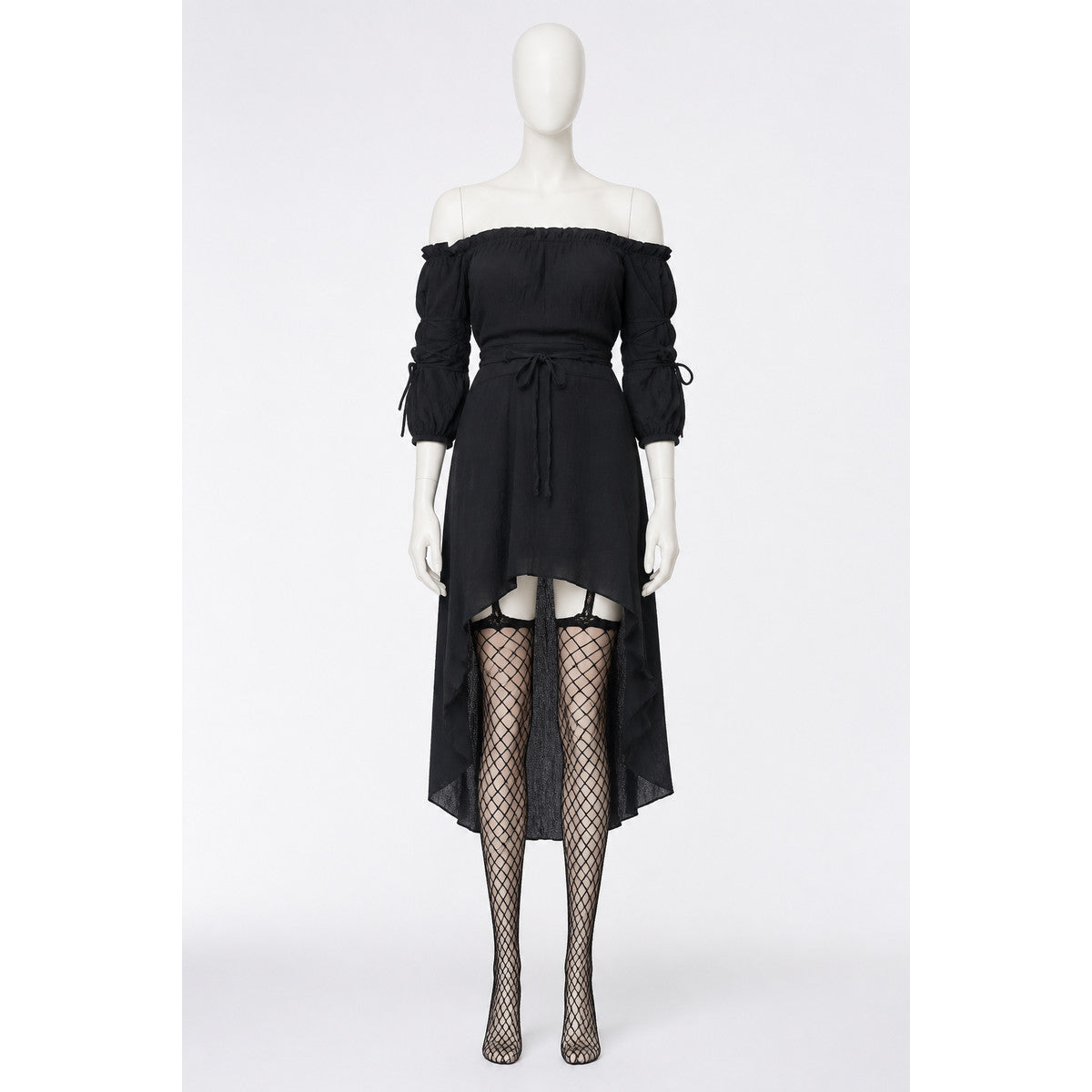 Black Off-the-Shoulder Dress with an Asymmetrical Hem Costume Dresses detail