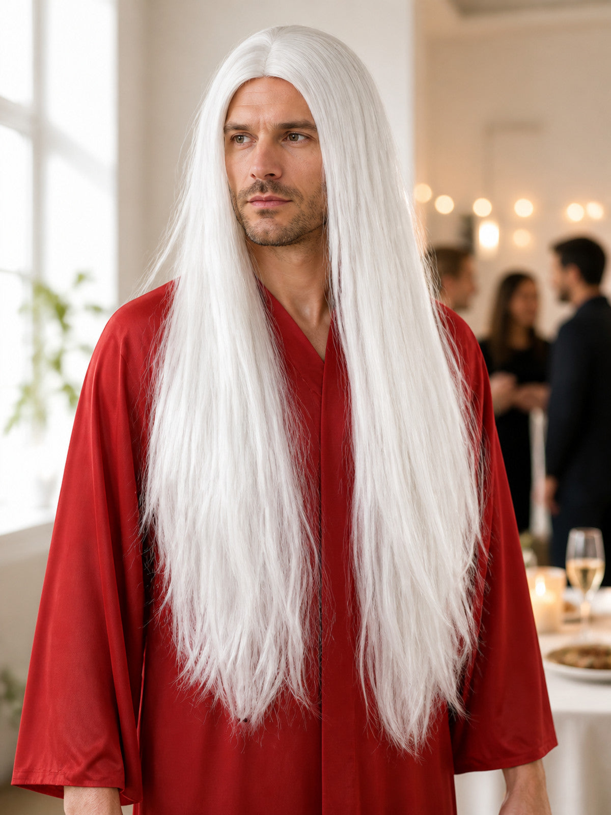 Long Straight White Wig, 75 cm, for Cosplay and Halloween lifestyle view