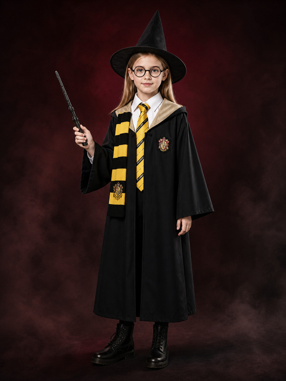 Hufflepuff Robe 7-Piece Cosplay Set for Halloween
