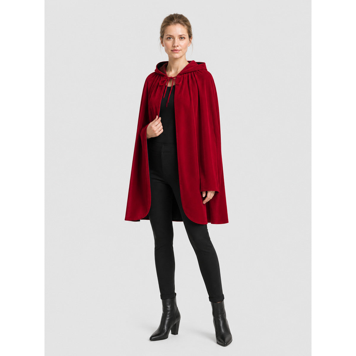 Red Hooded Cape with Lace for Halloween Costume Capes detail