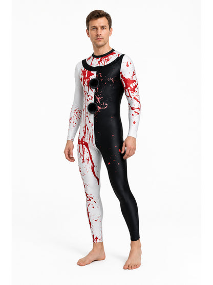Black and White Bloody Clown Jumpsuit for Halloween
