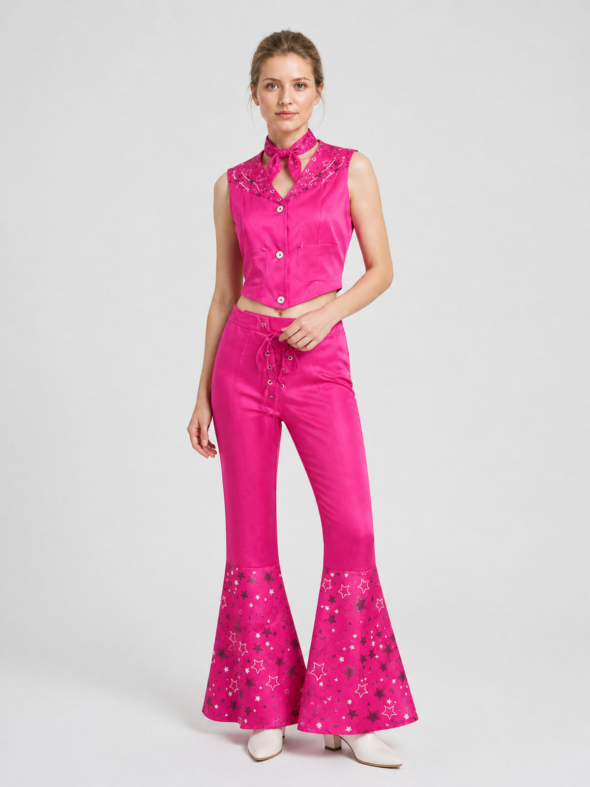 Barbie Cosplay Costume: Top, Flared Pants, and Scarf