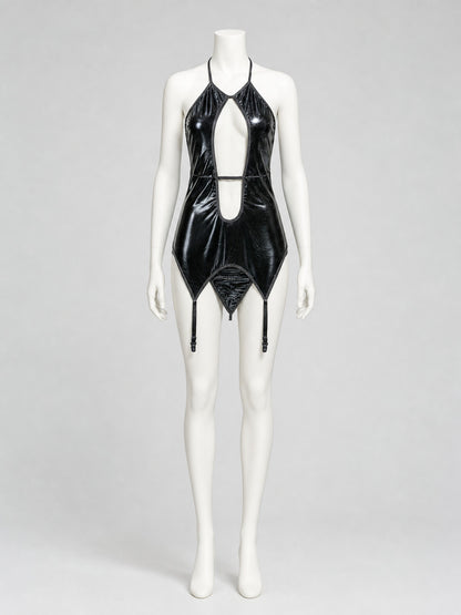 Black Erotic Bodysuit with Thin Straps and Cutout product detail