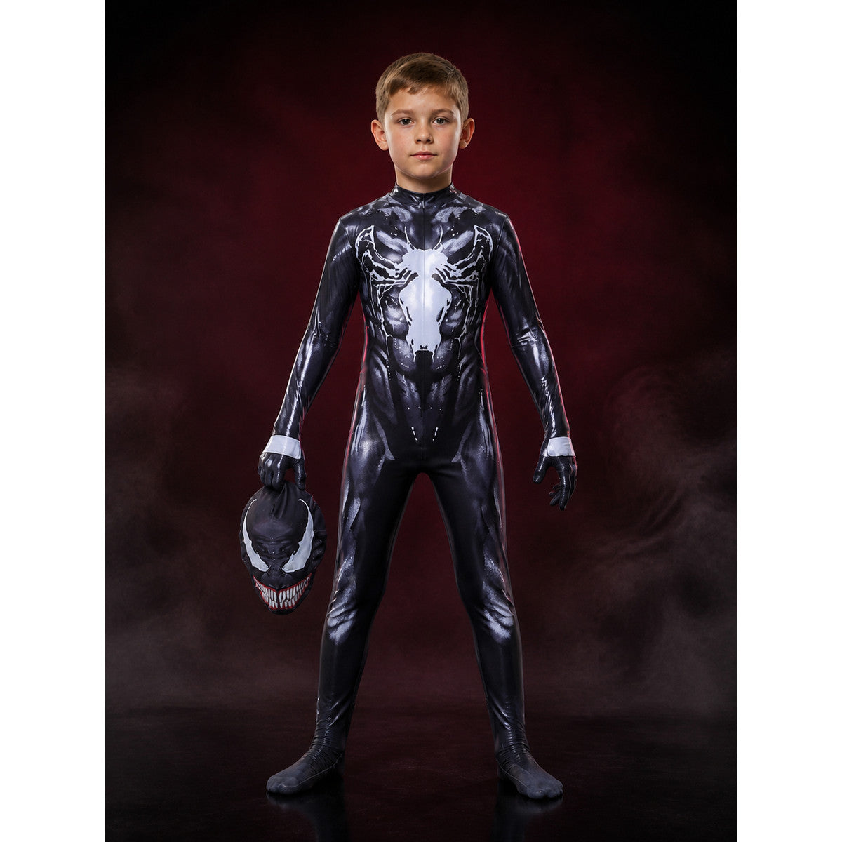 Kids Black Panther Full-Body Hooded Jumpsuit Costume, Black and White Halloween main product view