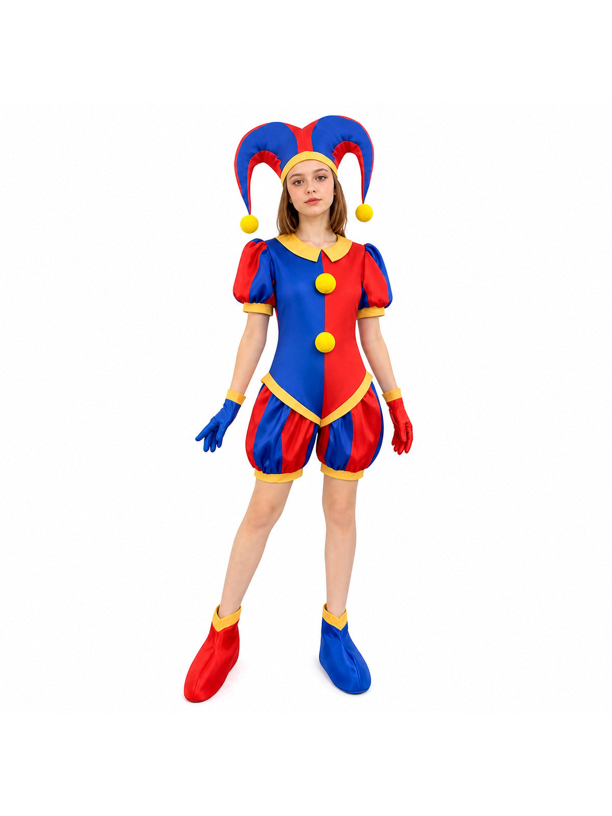 Pomni Clown Cosplay Costume with Hat and Gloves Costume Headwear detail
