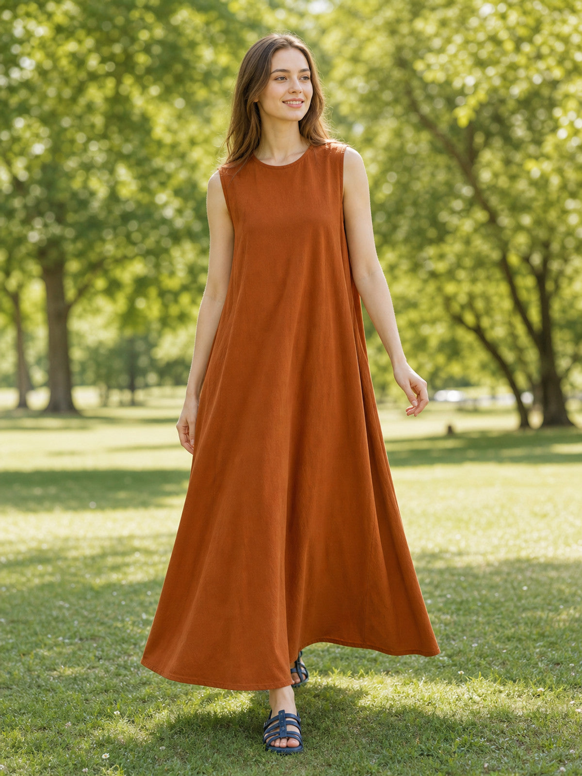 Long, Loose-Fitting Korean Chic Sundress lifestyle view