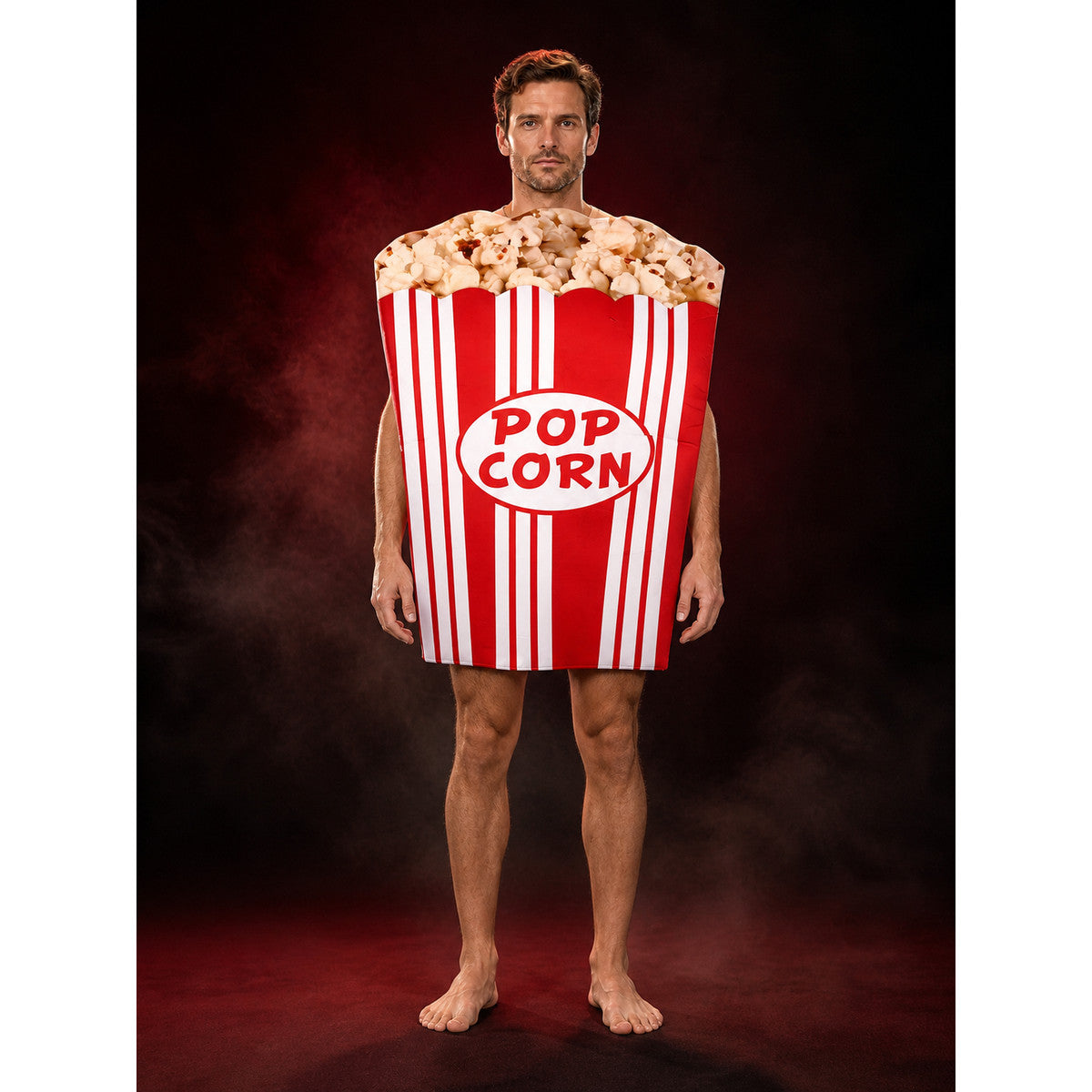 Unisex French Fries Costume Bodysuit, Red White Striped Novelty Halloween Outfit main product view