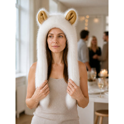 White Lion Mane Carnival Headpiece for Halloween lifestyle view