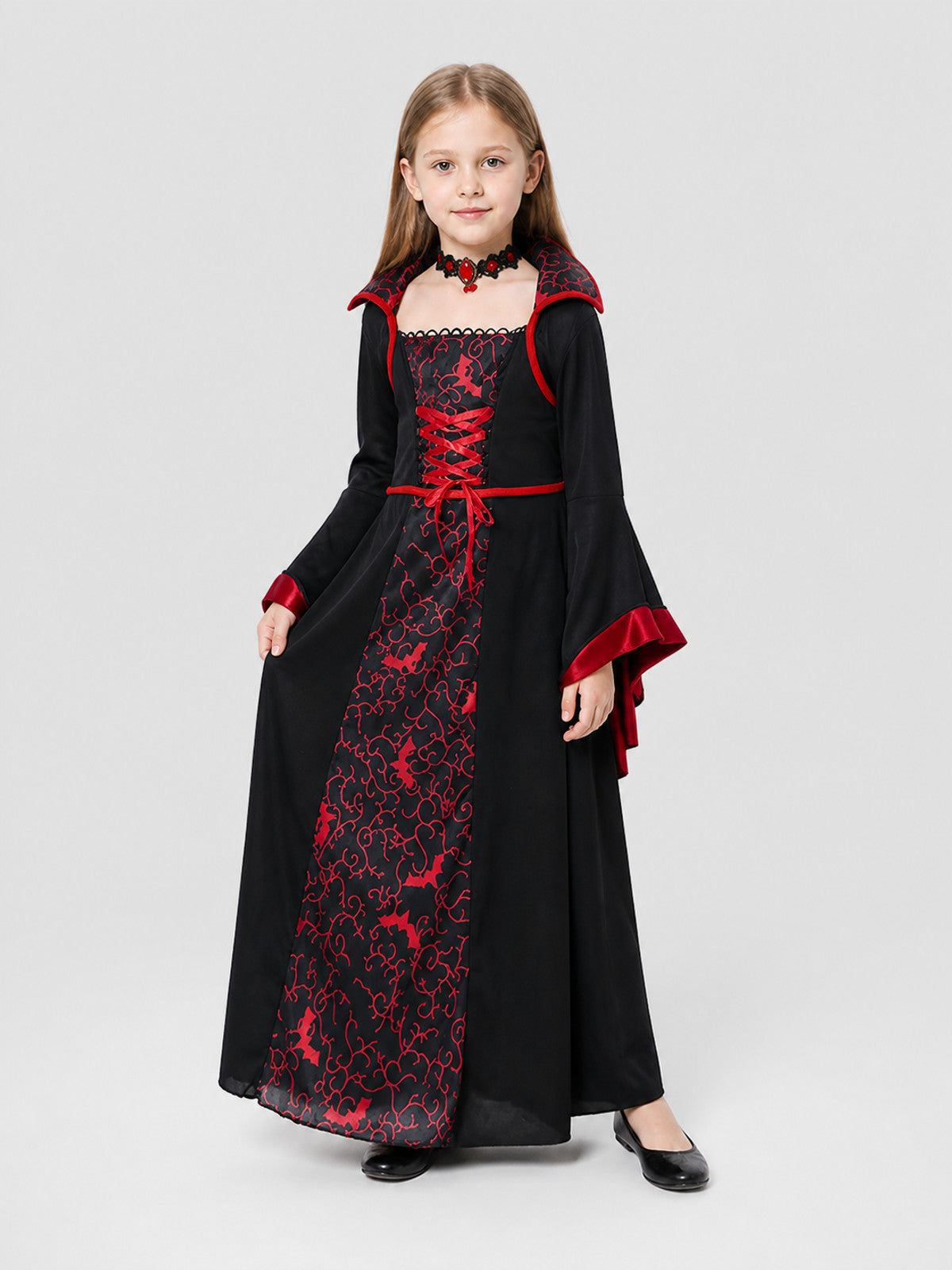 Vampire Halloween Dress with Necklace Costume Dresses detail