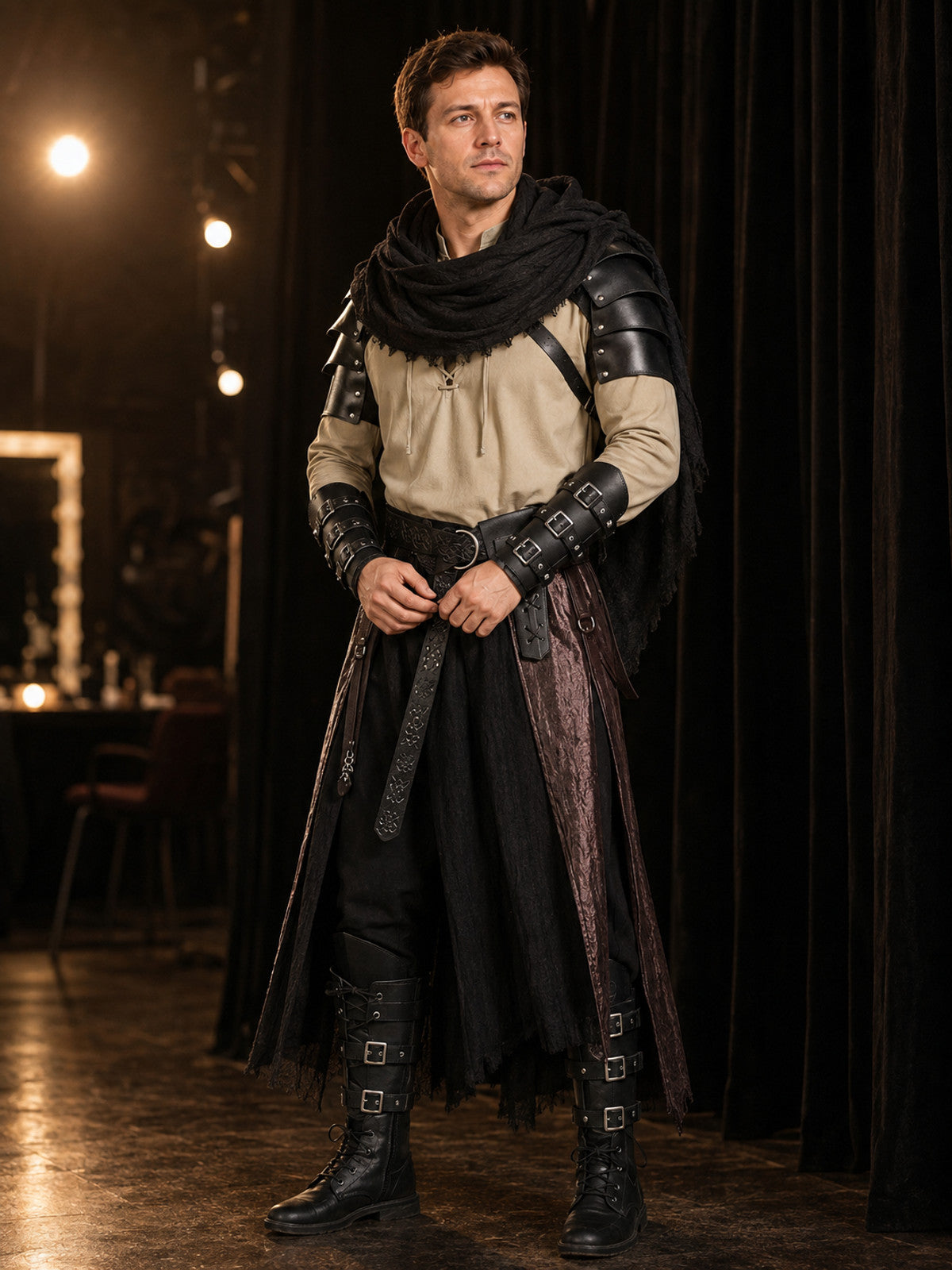 Medieval Viking Costume with Belt for Cosplay lifestyle view