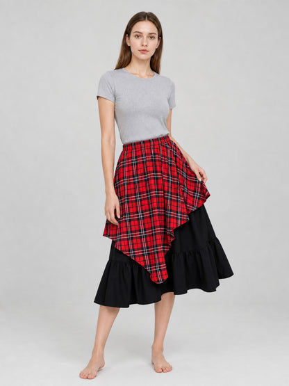 Tiered Asymmetrical Plaid Skirt product detail
