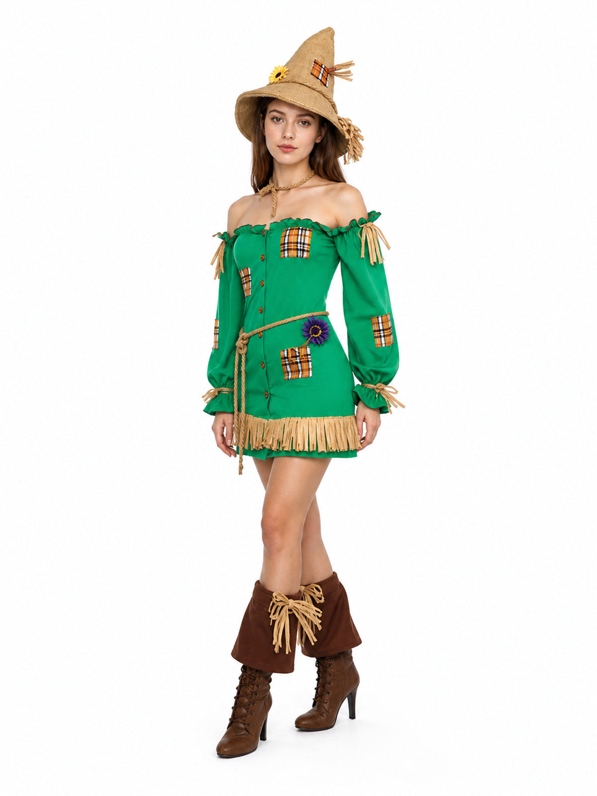 Scarecrow Costume from the Land of Oz with Dress and Hat