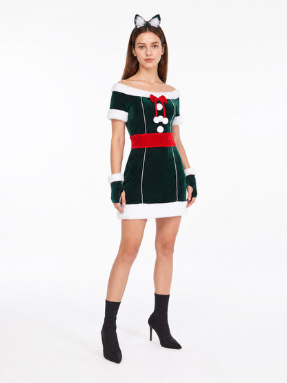 Short New Year's dress with fur trim
