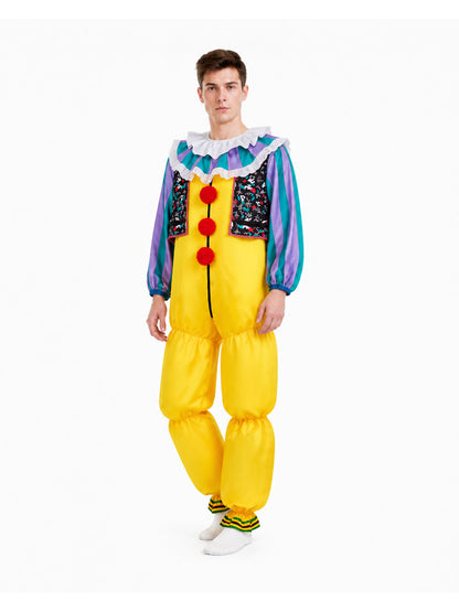 IT Clown Costume with Vest, Ruffled Collar, and Puffy Pants