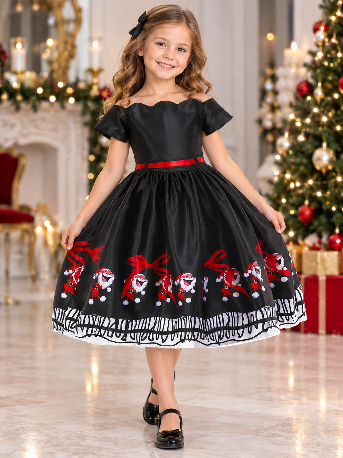 black children's christmas festive dress product image 2