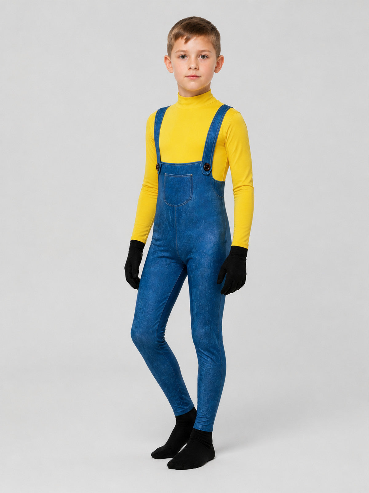 Minion Costume, Yellow Jumpsuit with Headpiece Costume Headwear detail