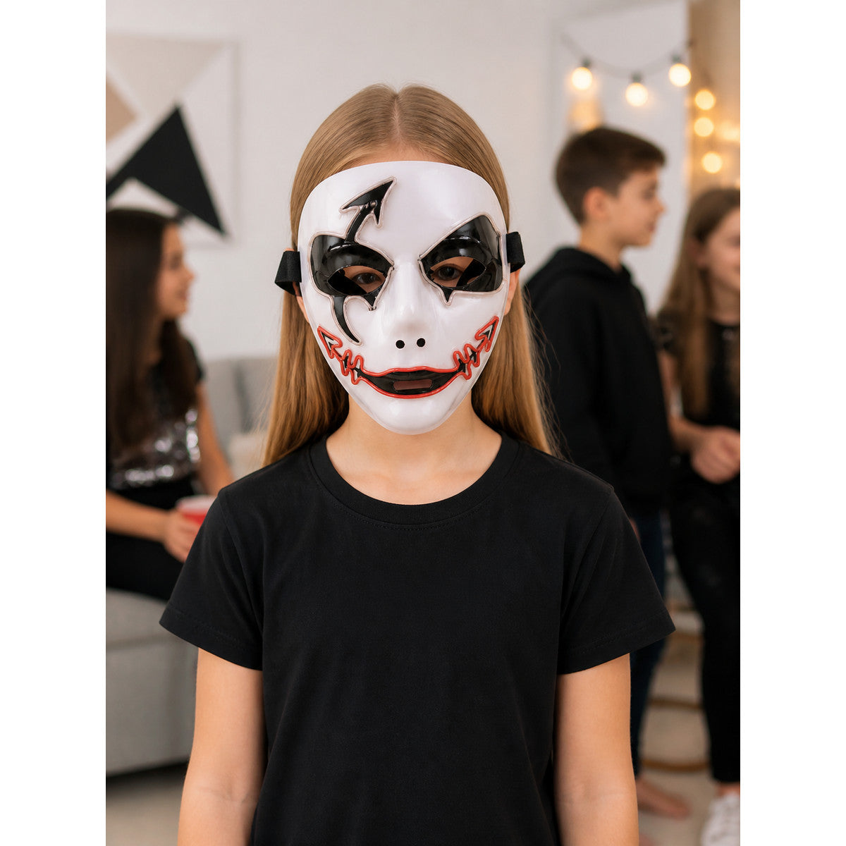 White Glowing Carnival Mask for Halloween and Cosplay lifestyle view