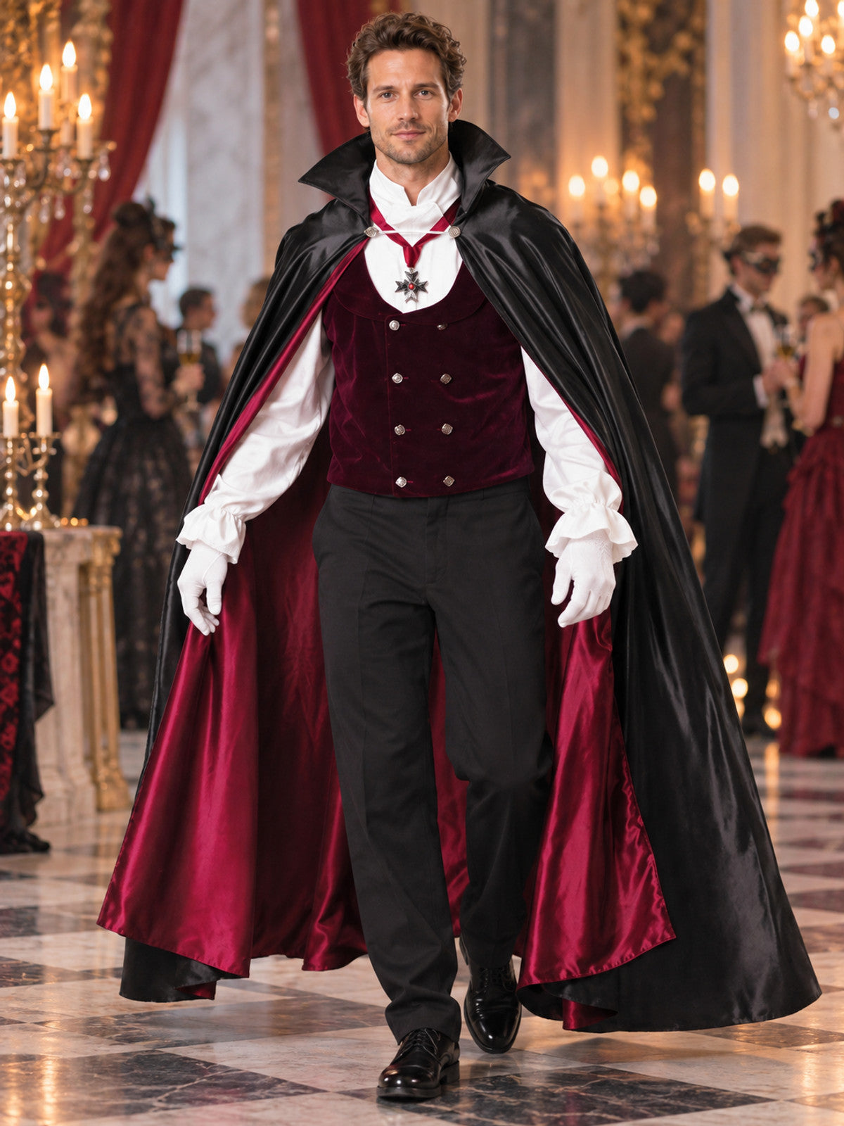 Adult Vampire Costume with Black Cape