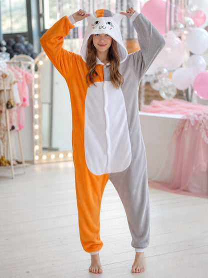 Plush Hooded Cat Kigurumi Costume lifestyle view