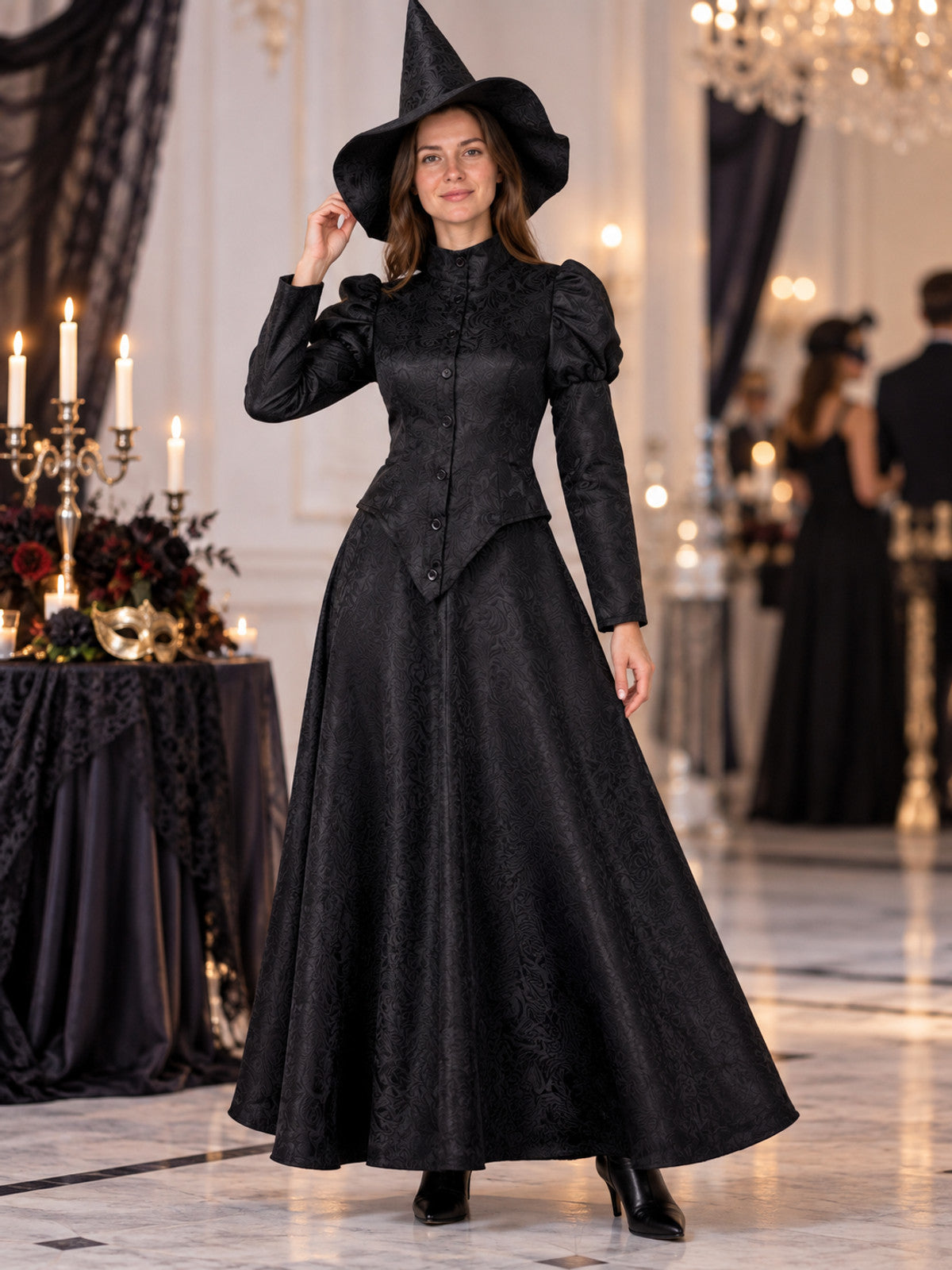 Black Witch Cosplay Costume: Top, Skirt, Hat