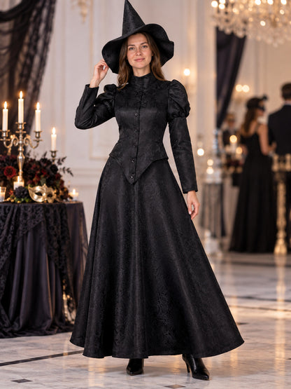 Black Witch Cosplay Costume: Top, Skirt, Hat