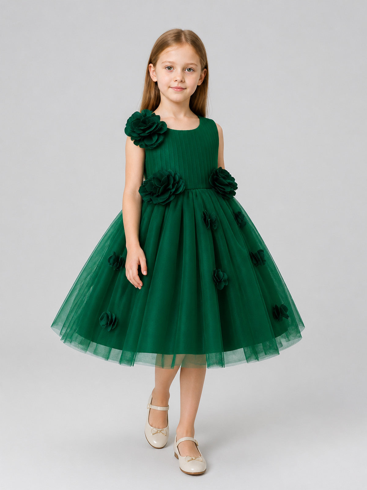 Tutu Dress with 3D Flowers for a Flower Girl