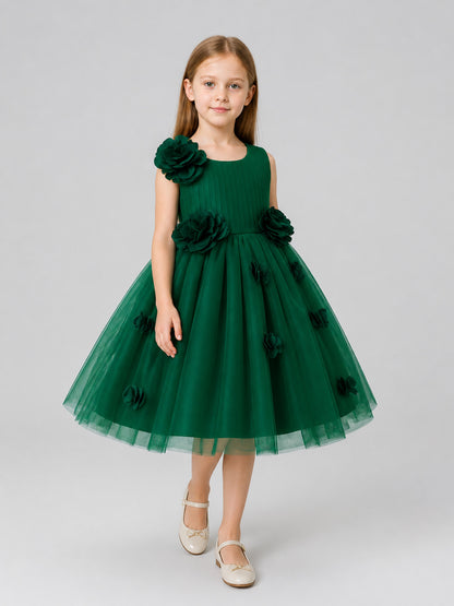 Tutu Dress with 3D Flowers for a Flower Girl