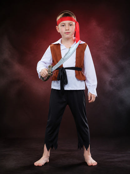 Kids Pirate Costume Set with Vest, Pants & Belt - Halloween Cosplay Outfit