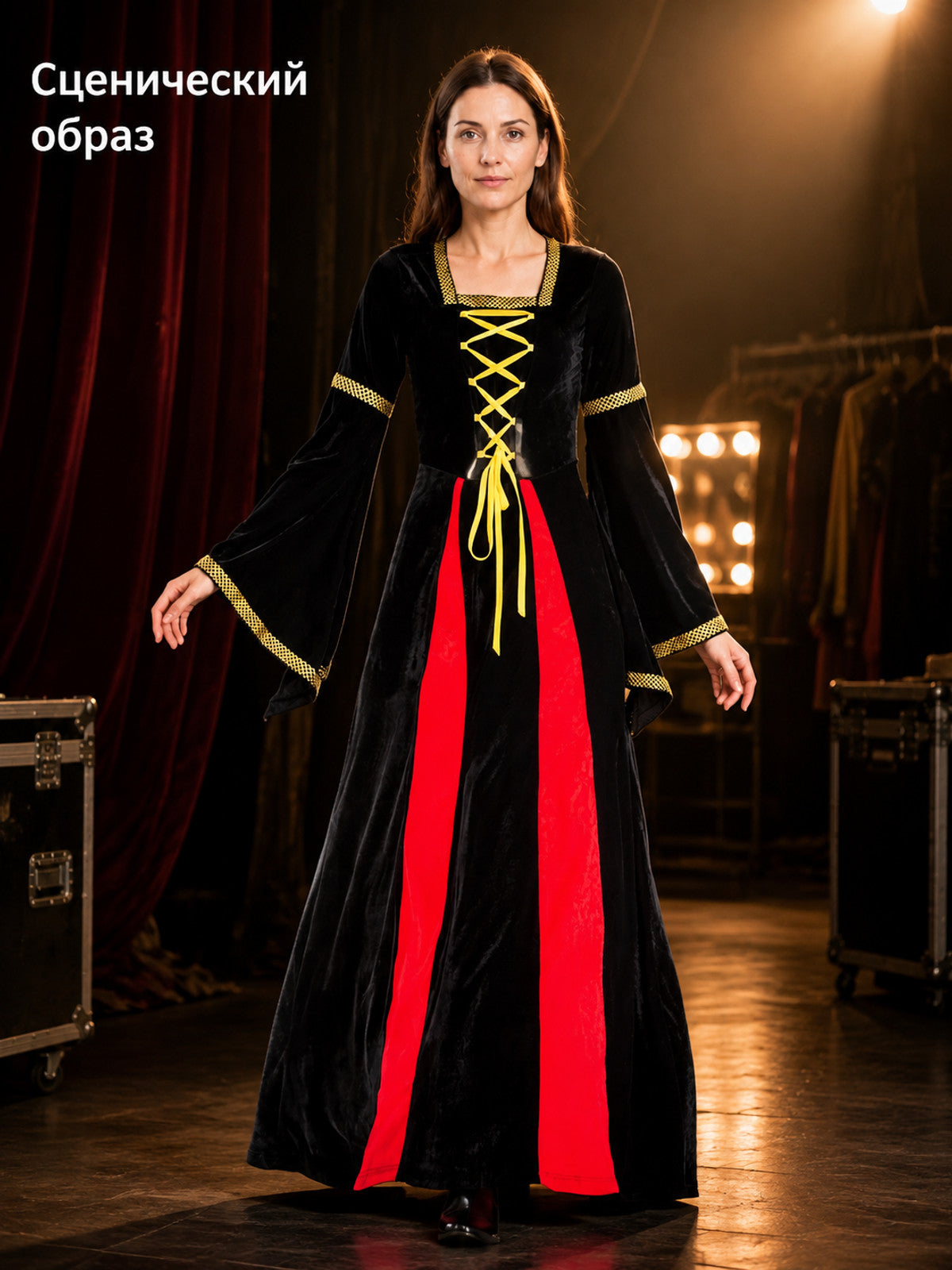 Women's Stage Costume: Long Dress and Headpiece Costume Dresses detail