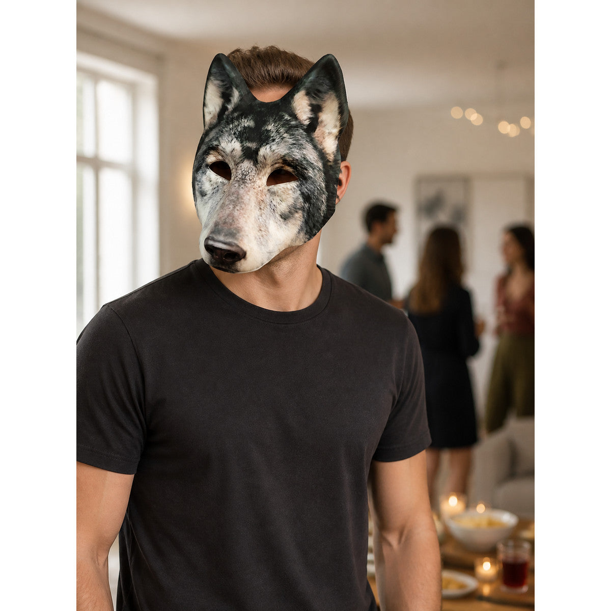 Gray and White Wolf Carnival Headpiece for Halloween lifestyle view