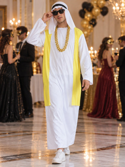 White Carnival Costume with Yellow Inserts