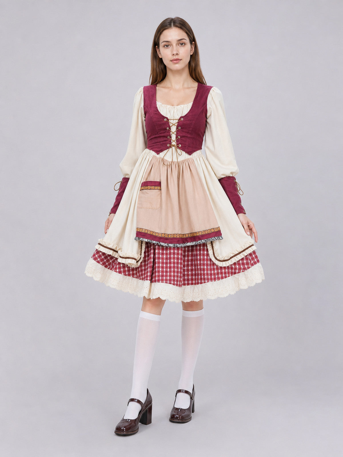 Historical costume for the stage with apron and lace