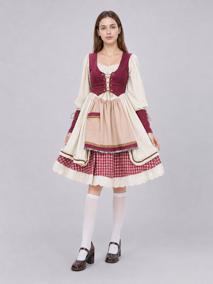 Historical costume for the stage with apron and lace