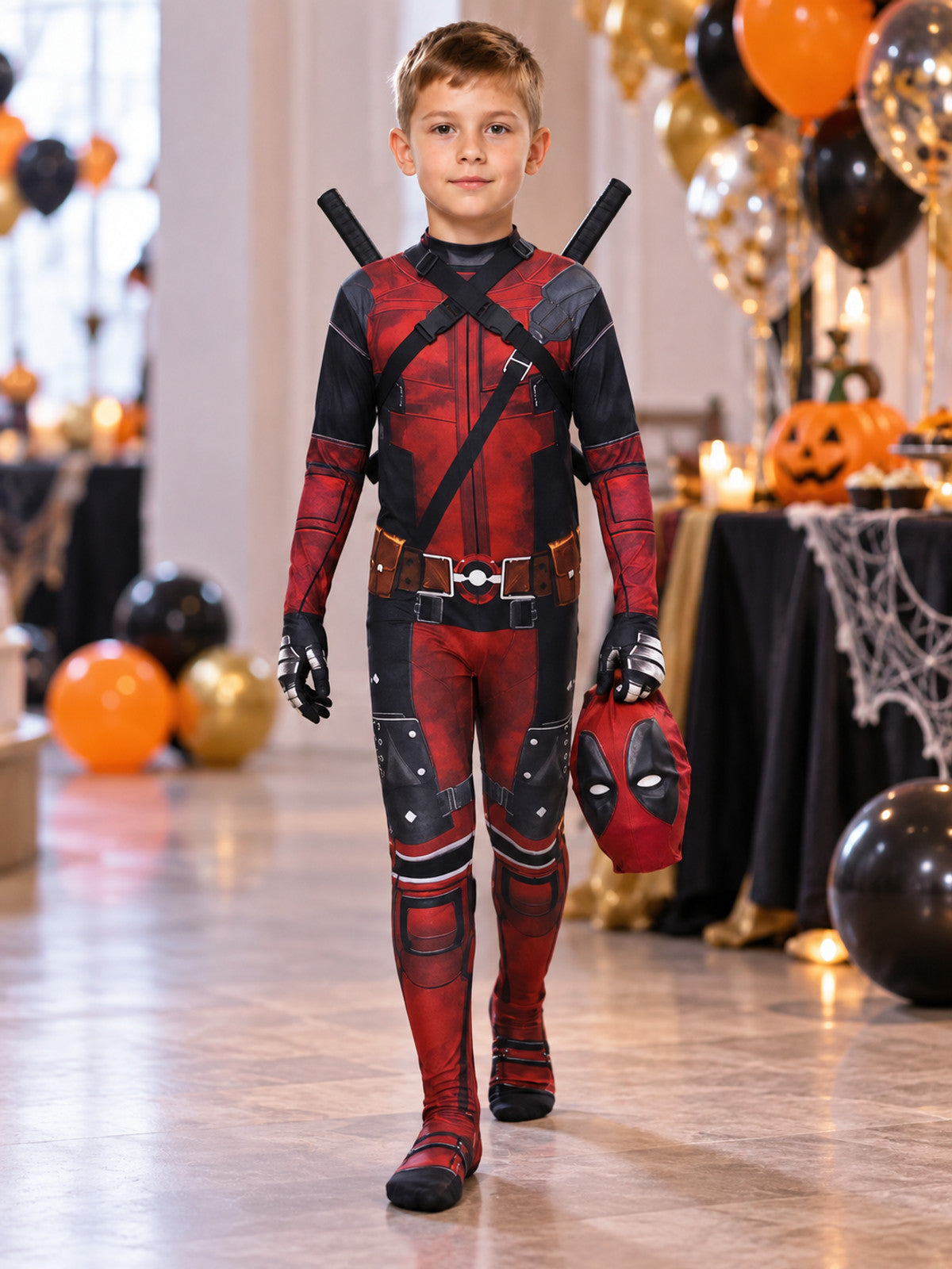 Red and Black Superhero Cosplay Costume with Mask