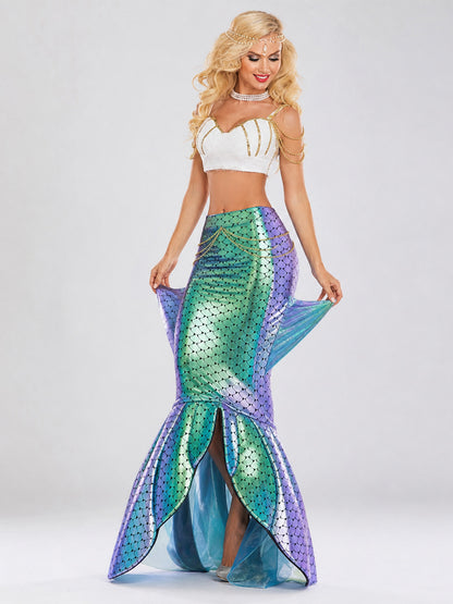 Mermaid Skirt with Scale Print and Mesh Bottom product detail