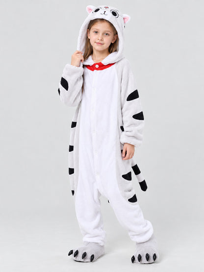 Kids' Hooded Pajama Onesie with Animal Face and Ears