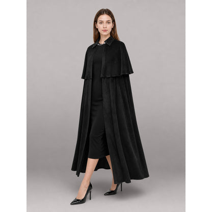 Long Black Carnival Cloak with Collar