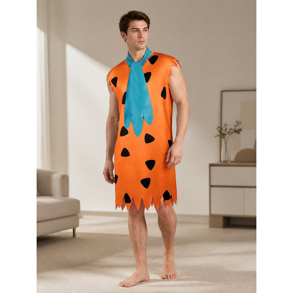 Orange Caveman Costume with Ragged Edge