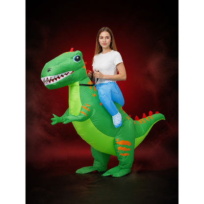 Kids Inflatable Dinosaur Costume with Orange Stripes and Spiked Back main product view
