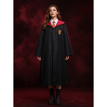 Gryffindor Wizard Robe Costume Set, Black Hooded Cape with Red & Gold Tie lifestyle
