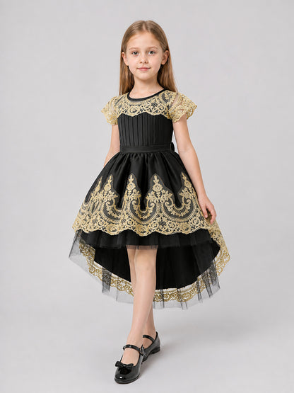 Full Princess Dress with Gold Embroidery and Train Costume Dresses detail